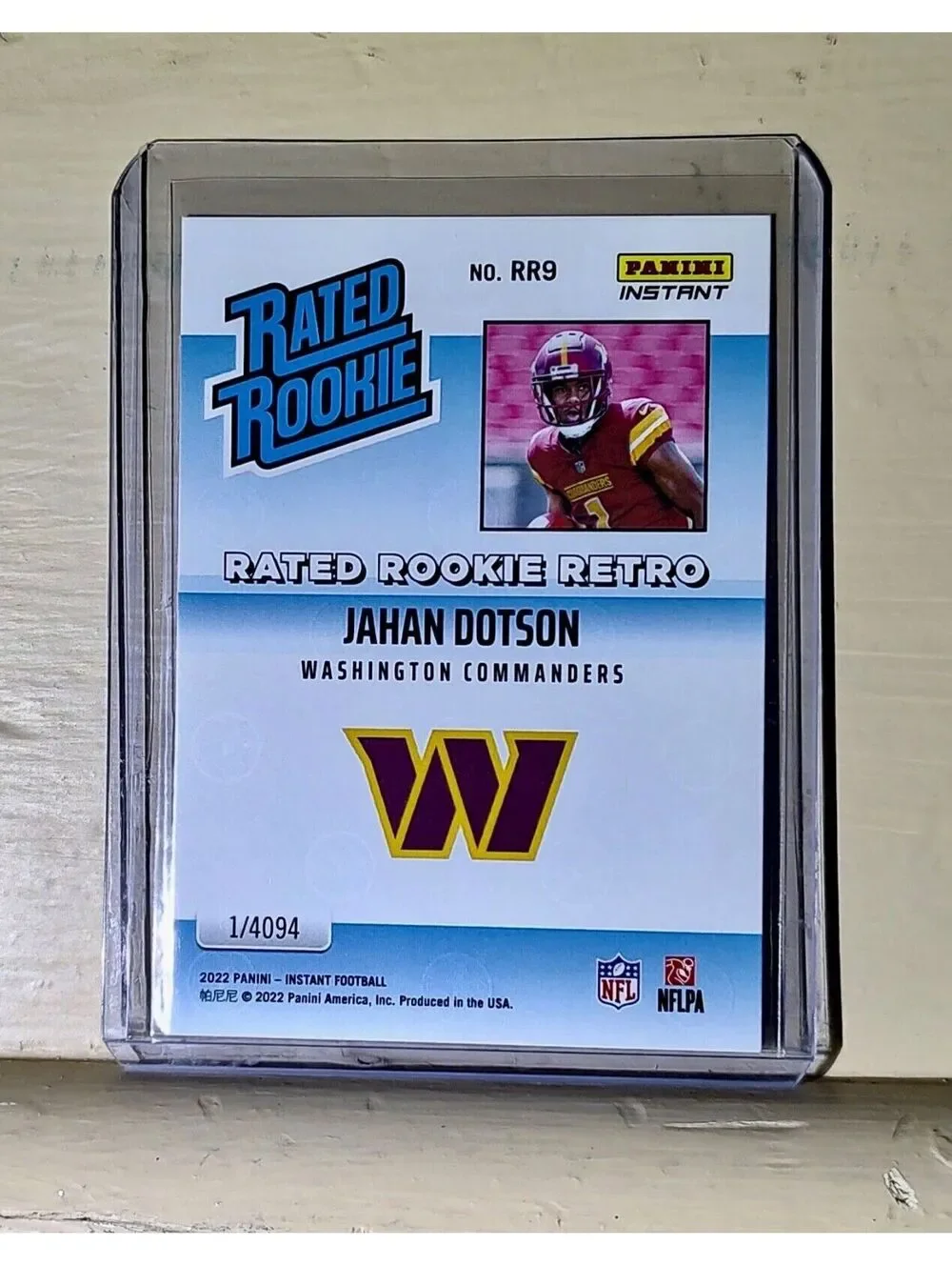 Jahan Dotson 2022 NFL Panini #9 Rated Rookie Retro Football Card 1/4094